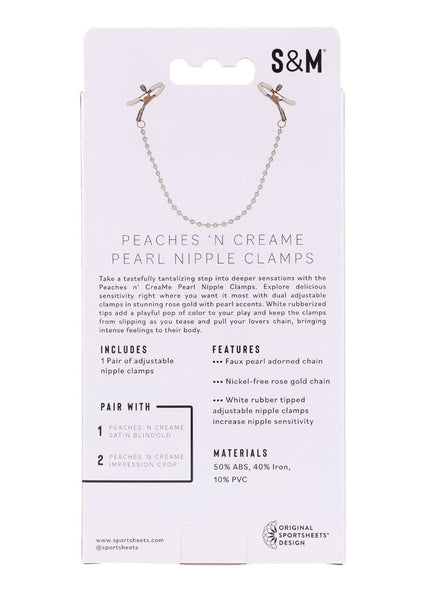 Sex & Mischief Peaches n CreaMe Pearl Nipple Clamps - Peach Nipple Restraints