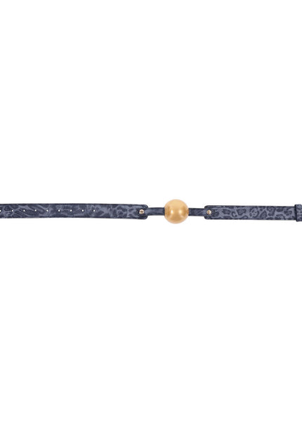 Sex & Mischief Cougar Ball Gag - Navy Blue/Gold Mouth Restraint