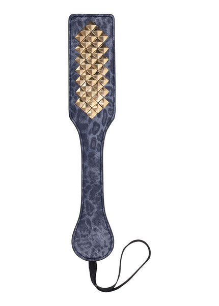 Sex & Mischief Cougar Studded Paddle - Navy Blue Paddle with Gold Studs