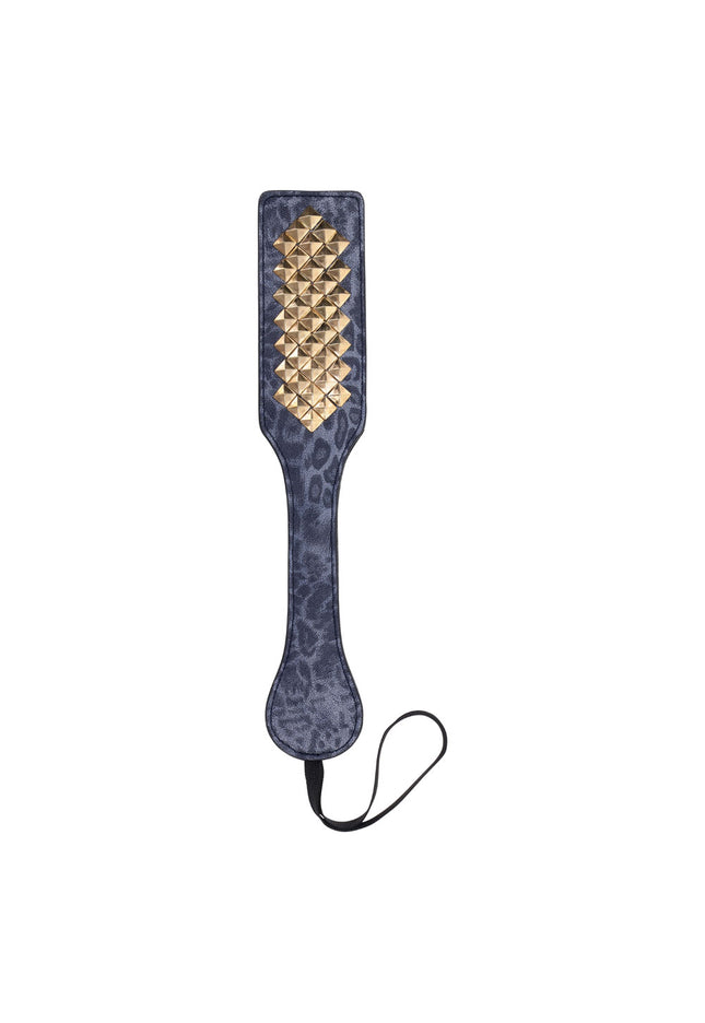 Sex & Mischief Cougar Studded Paddle - Navy Blue Paddle with Gold Studs