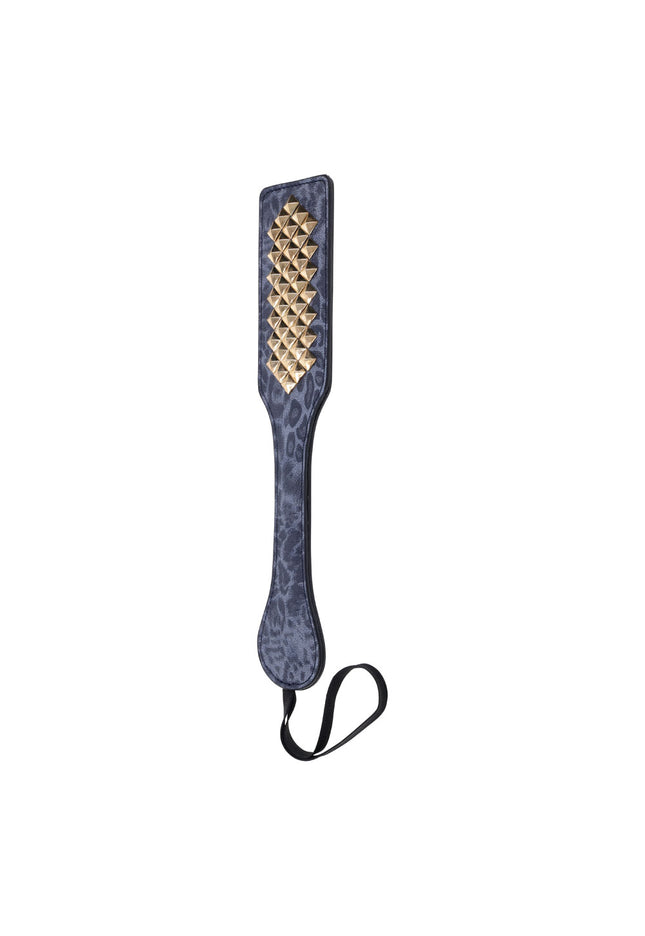 Sex & Mischief Cougar Studded Paddle - Navy Blue Paddle with Gold Studs
