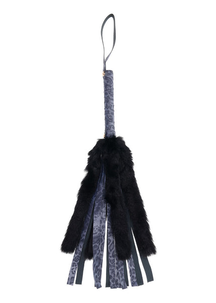 Sex & Mischief Cougar Faux Fur Flogger - Navy Blue/Black Furry Flogger Whip