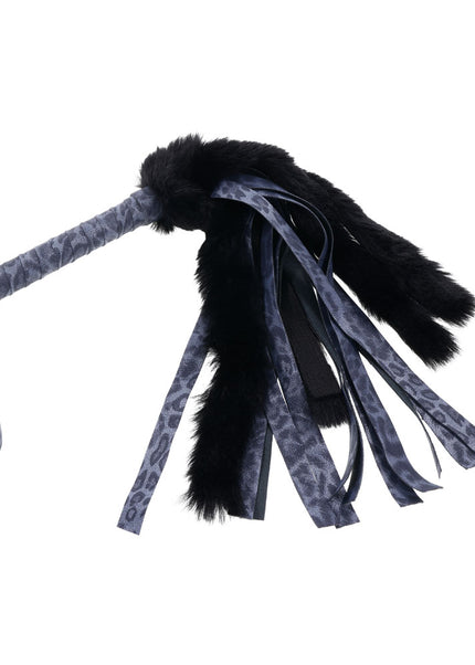 Sex & Mischief Cougar Faux Fur Flogger - Navy Blue/Black Furry Flogger Whip