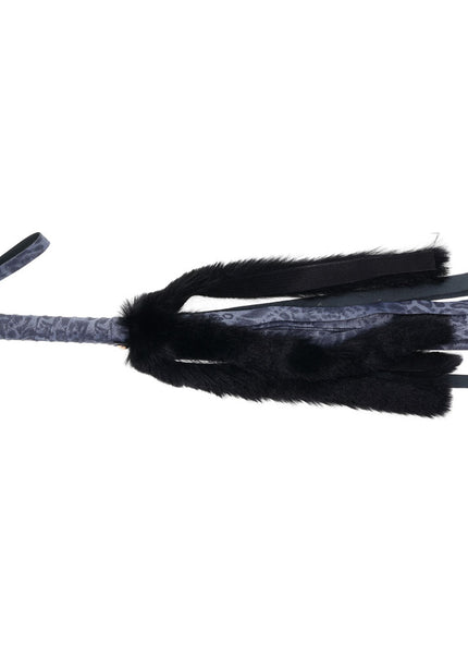 Sex & Mischief Cougar Faux Fur Flogger - Navy Blue/Black Furry Flogger Whip