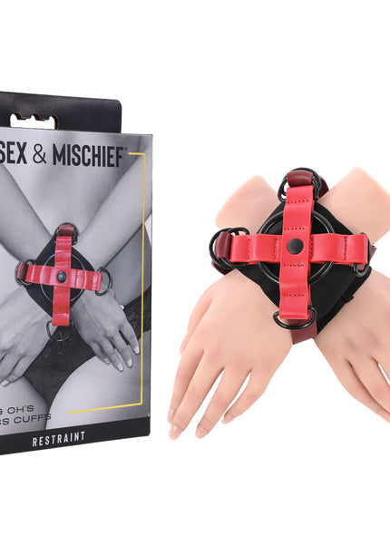 S&M Exs & Ohs Cross Cuffs - Red/Black Restraints