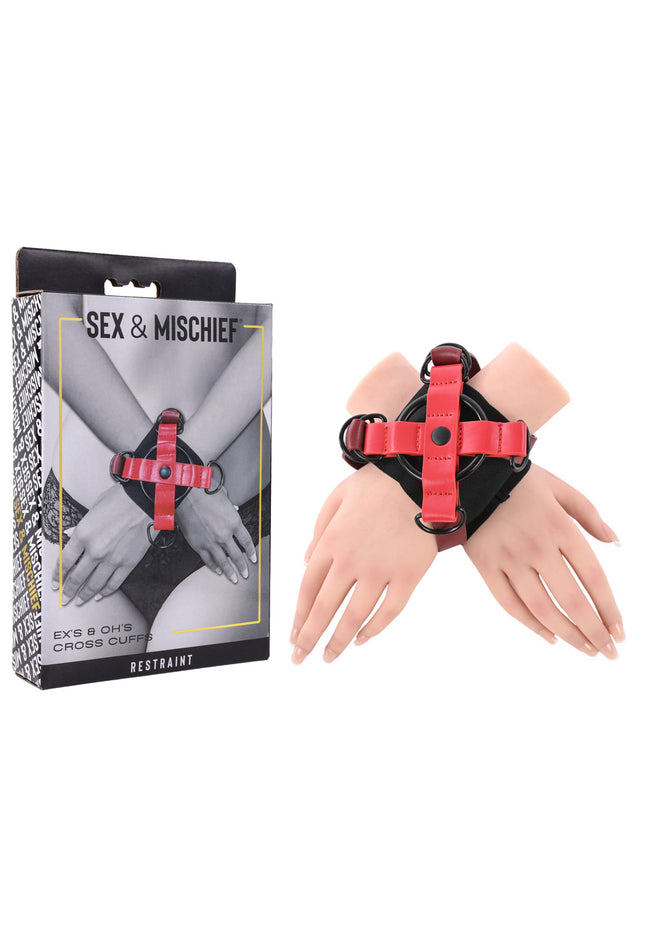 S&M Exs & Ohs Cross Cuffs - Red/Black Restraints