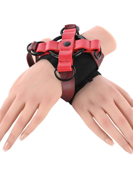 S&M Exs & Ohs Cross Cuffs - Red/Black Restraints