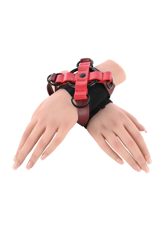 S&M Exs & Ohs Cross Cuffs - Red/Black Restraints