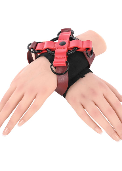 S&M Exs & Ohs Cross Cuffs - Red/Black Restraints