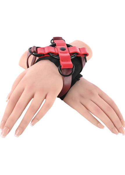 S&M Exs & Ohs Cross Cuffs - Red/Black Restraints