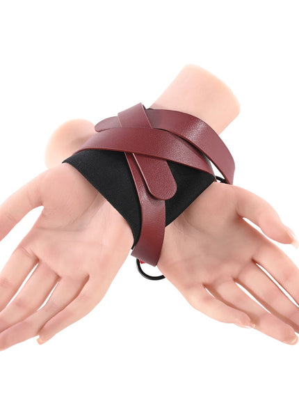 S&M Exs & Ohs Cross Cuffs - Red/Black Restraints