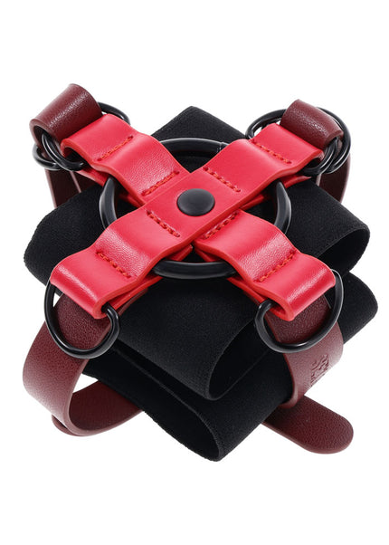 S&M Exs & Ohs Cross Cuffs - Red/Black Restraints
