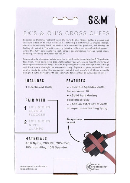 S&M Exs & Ohs Cross Cuffs - Red/Black Restraints