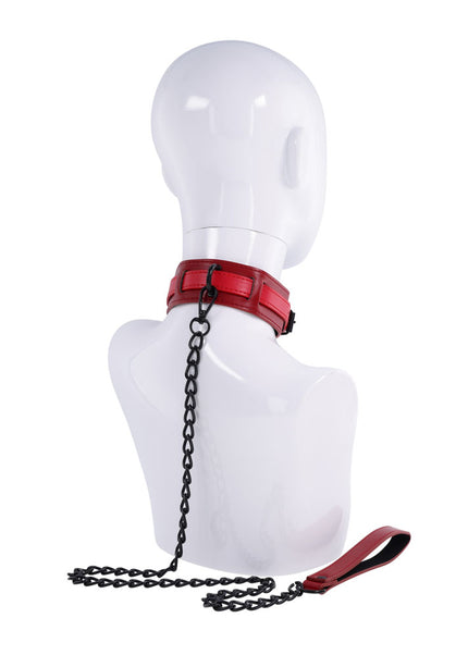 S&M Exs & Ohs Collar and Leash - Red Neck Restraint