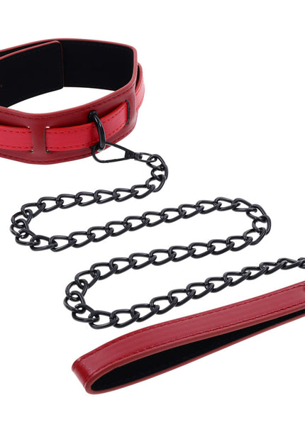 S&M Exs & Ohs Collar and Leash - Red Neck Restraint