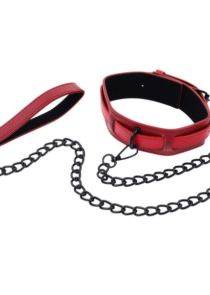 S&M Exs & Ohs Collar and Leash - Red Neck Restraint