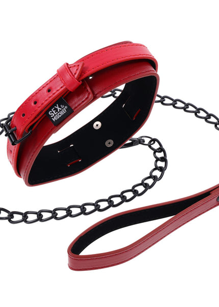 S&M Exs & Ohs Collar and Leash - Red Neck Restraint