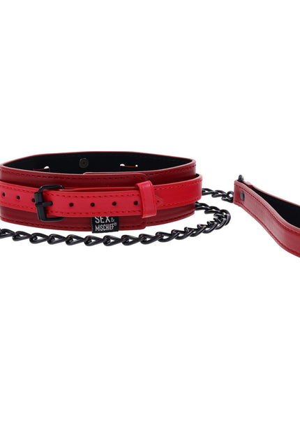 S&M Exs & Ohs Collar and Leash - Red Neck Restraint