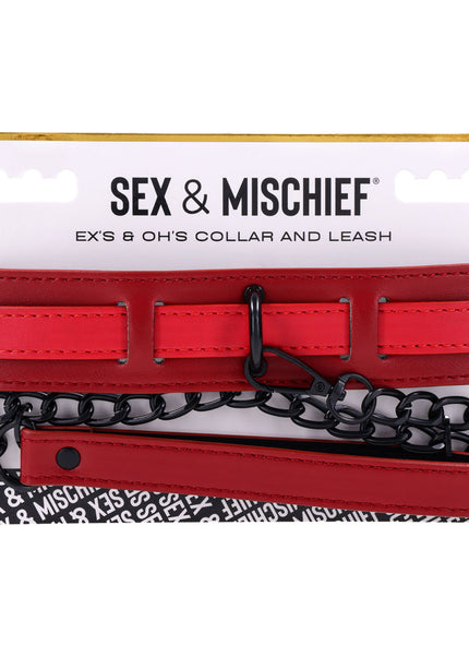 S&M Exs & Ohs Collar and Leash - Red Neck Restraint