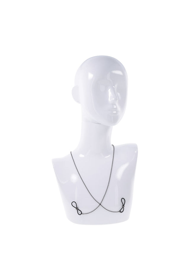 S&M Exs & Ohs Body Jewelry with Nipple Ties - Metal Chain with Nipple Ties