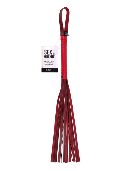 S&M Exs & Ohs Crystal Flogger - Red Flogger Whip