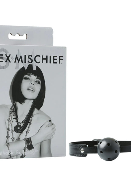 Sex & Mischief Breathable Ball Gag - Black Mouth Restraint