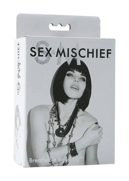 Sex & Mischief Breathable Ball Gag - Black Mouth Restraint