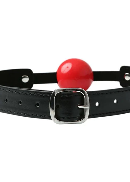 Sex & Mischief Solid Red Ball Gag - Red/Black Mouth Restraint