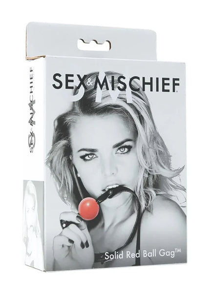 Sex & Mischief Solid Red Ball Gag - Red/Black Mouth Restraint