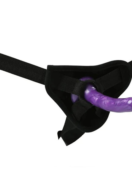Sex & Mischief Strap-On & Silicone Dildo Kit - Black/Purple Adjustable Strap-On