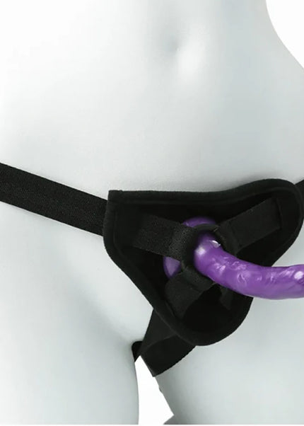 Sex & Mischief Strap-On & Silicone Dildo Kit - Black/Purple Adjustable Strap-On