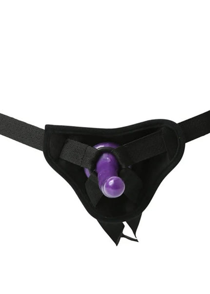 Sex & Mischief Strap-On & Silicone Dildo Kit - Black/Purple Adjustable Strap-On
