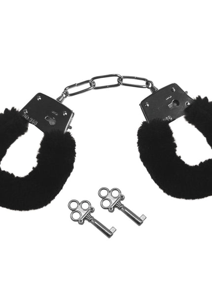 Sex & Mischief Furry Handcuffs - Black - Black Restraints