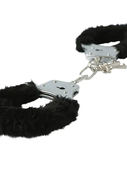 Sex & Mischief Furry Handcuffs - Black - Black Restraints