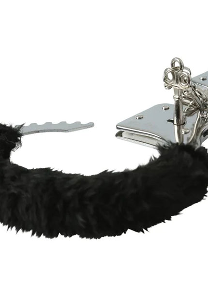 Sex & Mischief Furry Handcuffs - Black - Black Restraints