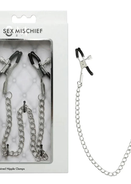 Sex & Mischief Chained Nipple Clamps - Nipple Clamps with 30 cm Chain