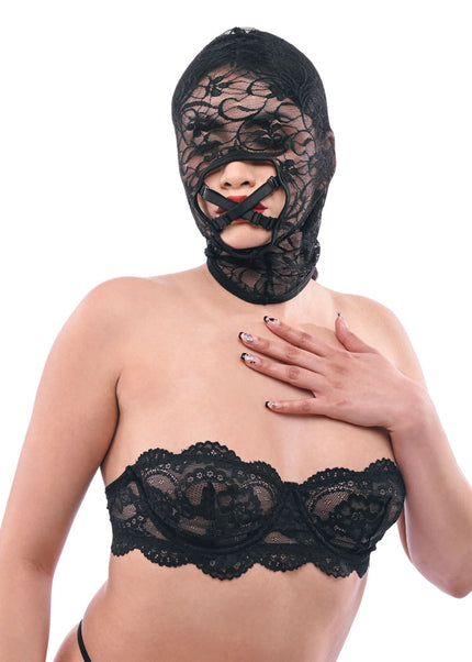 Sex & Mischief Lace Hush Hood - Black Hood