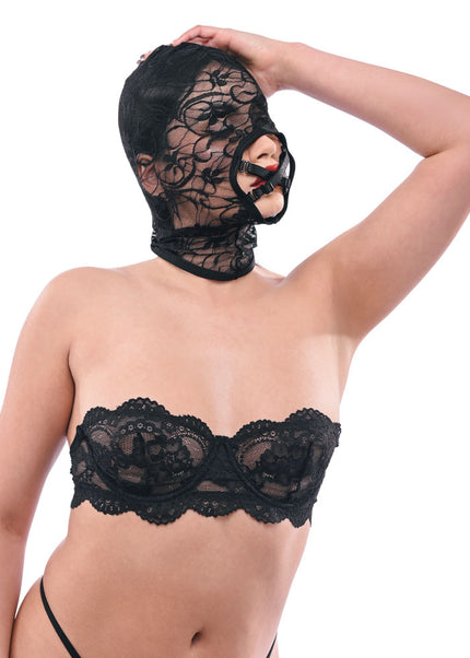 Sex & Mischief Lace Hush Hood - Black Hood