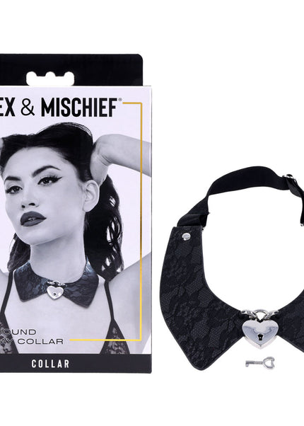 Sex & Mischief Heartbound Lace Day Collar - Black Submission Collar
