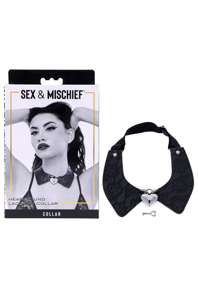 Sex & Mischief Heartbound Lace Day Collar - Black Submission Collar