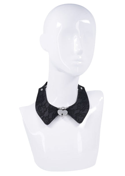 Sex & Mischief Heartbound Lace Day Collar - Black Submission Collar