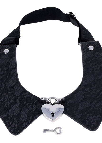 Sex & Mischief Heartbound Lace Day Collar - Black Submission Collar