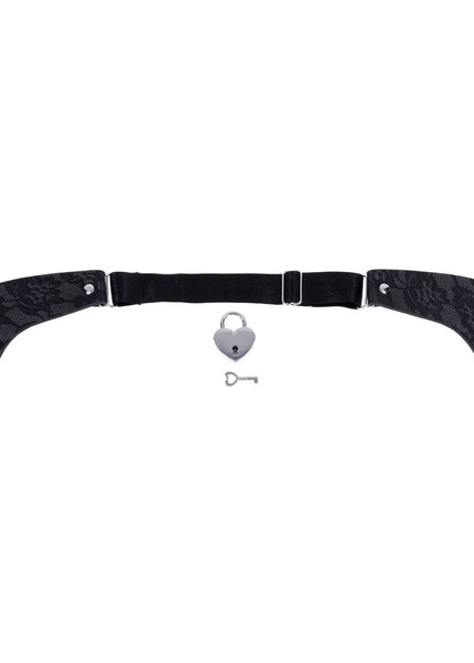 Sex & Mischief Heartbound Lace Day Collar - Black Submission Collar