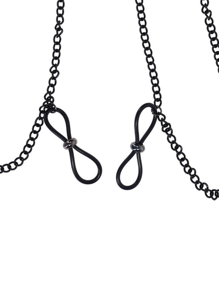 Sex & Mischief Lace Collar with Nipple Ties - Black Neck and Nipple Restraints