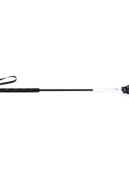 Sex & Mischief Lace Silicone Crop - Black/White 50 cm Crop Whip