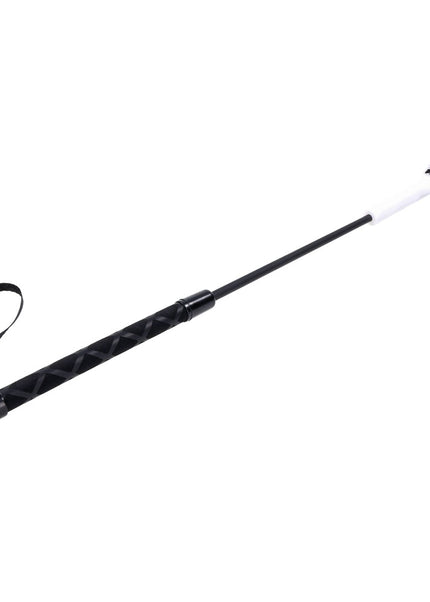 Sex & Mischief Lace Silicone Crop - Black/White 50 cm Crop Whip