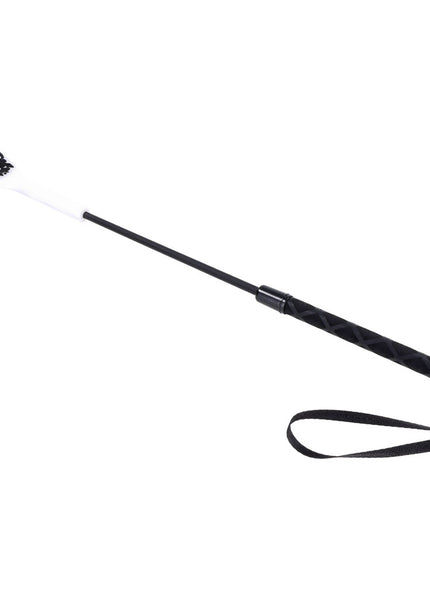 Sex & Mischief Lace Silicone Crop - Black/White 50 cm Crop Whip