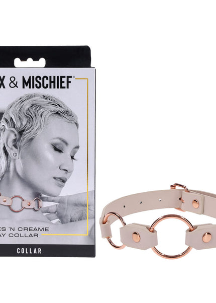 Sex & Mischief Peaches n CreaMe Ring Day Collar - Peach Bondage Collar