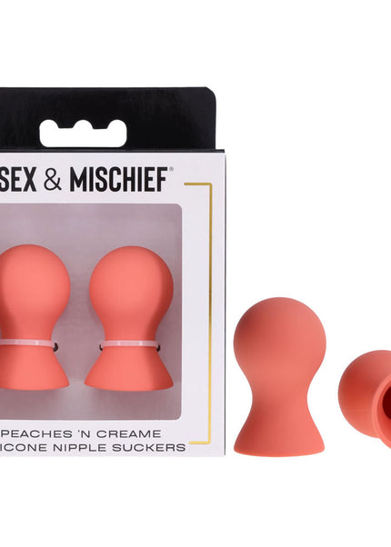 Sex & Mischief Peaches n CreaMe Silicone Nipple Suckers - Peach Nipple Suckers - Set of 2