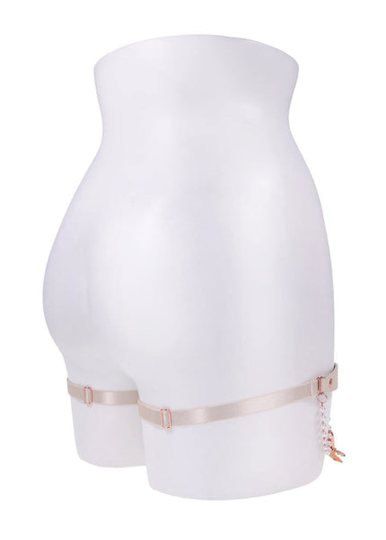 Sex & Mischief Peaches n CreaMe Pearl Garters - Peach / Rose Gold Garters with Pearls - Set of 2